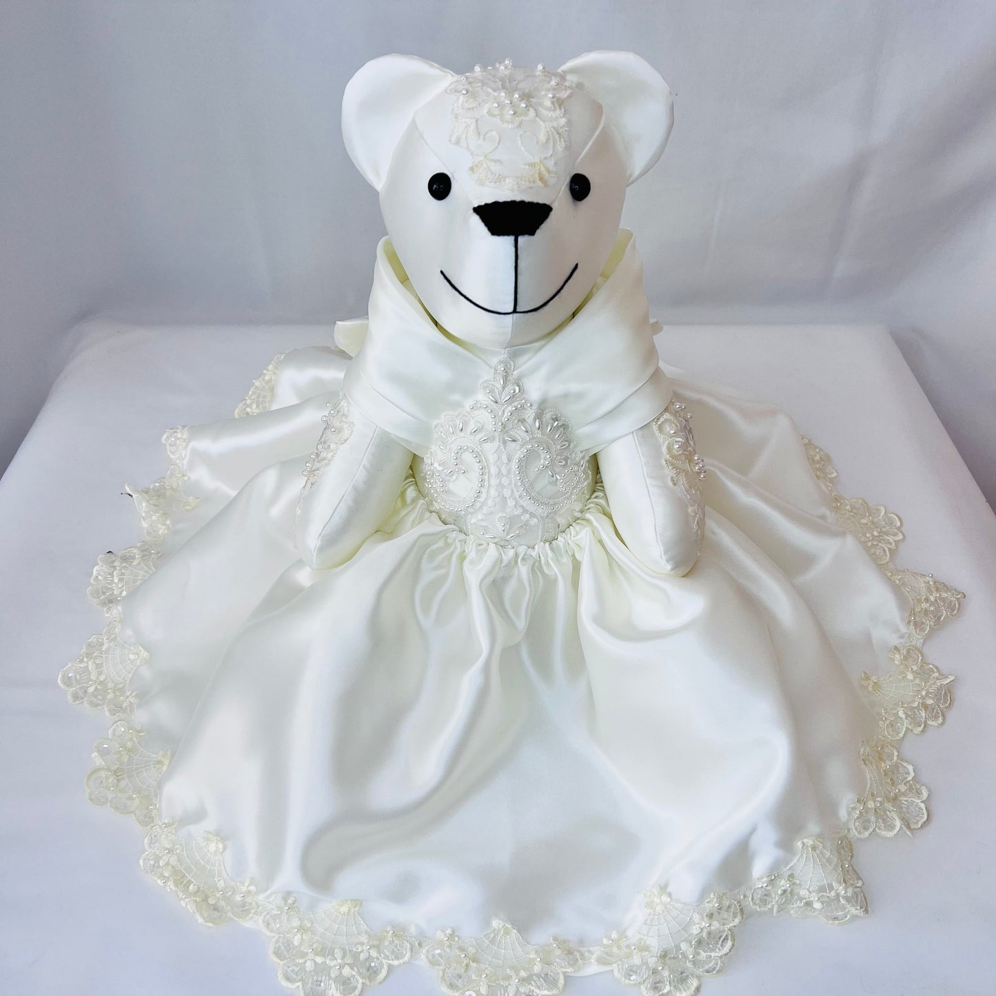 Wedding Dress/Prom Dress/Christening Keepsake Bear ( Button Jointed)