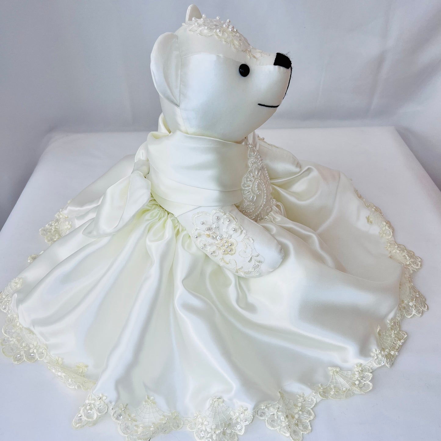 Wedding Dress/Prom Dress/Christening Keepsake Bear ( Button Jointed)