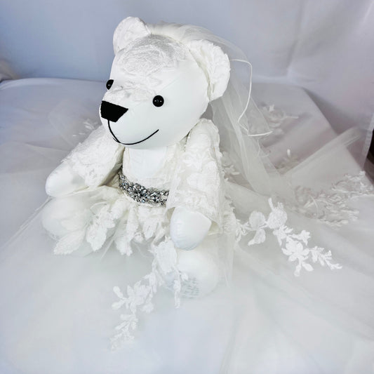 Wedding Dress/Prom Dress/Christening Keepsake Bear ( Button Jointed)