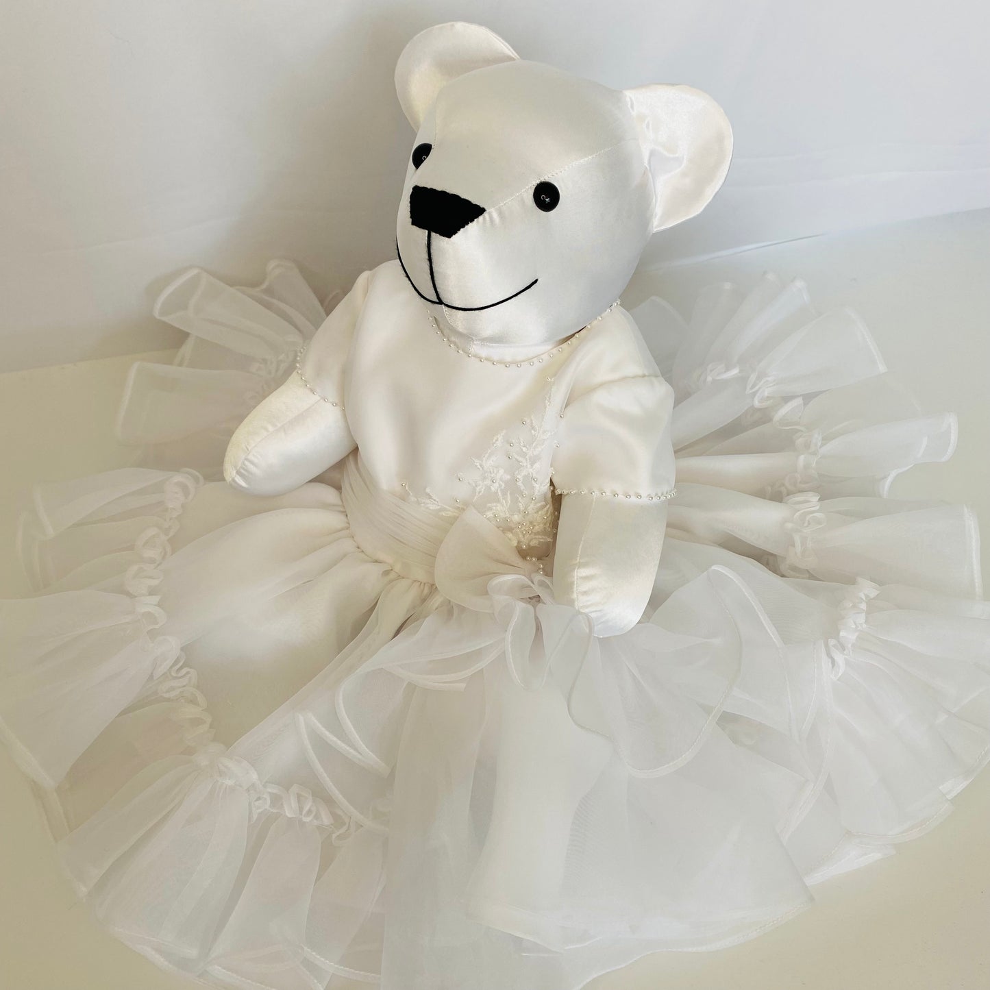 Wedding Dress/Prom Dress/Christening Keepsake Bear ( Button Jointed)