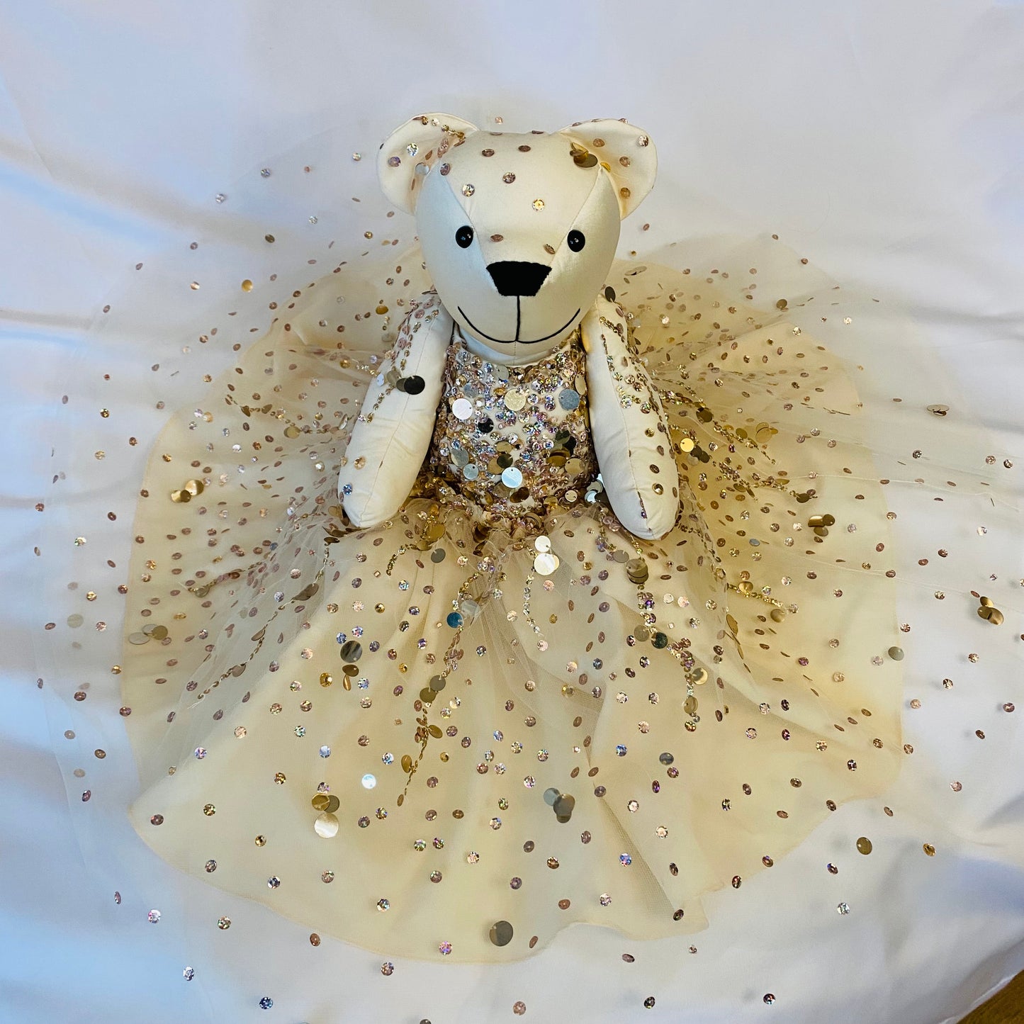 Wedding Dress/Prom Dress/Christening Keepsake Bear ( Button Jointed)