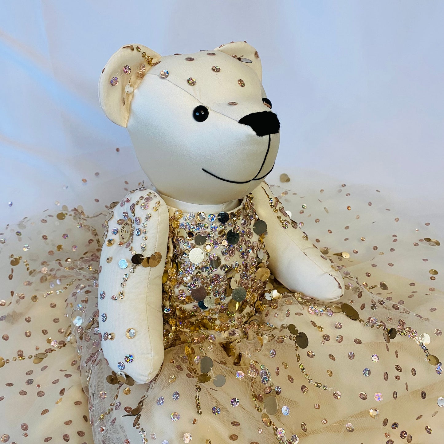 Wedding Dress/Prom Dress/Christening Keepsake Bear ( Button Jointed)