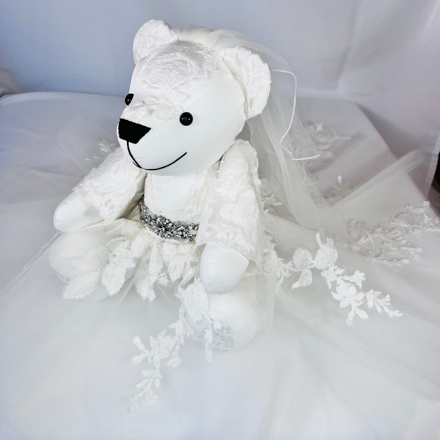 Wedding Dress/Prom Dress/Christening Keepsake Bear ( Button Jointed)